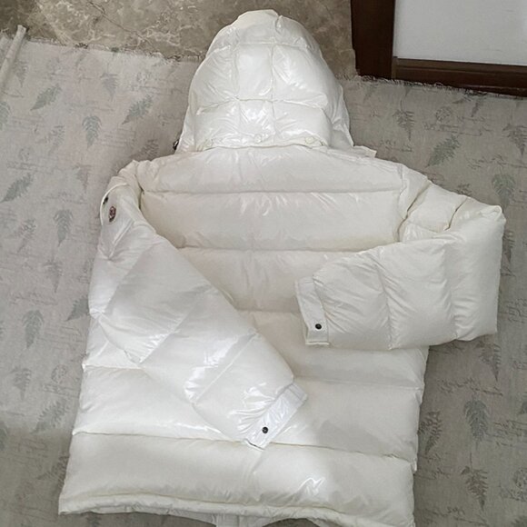 Mens White Moncler Down Jacket With Hood - Picture 10 of 10